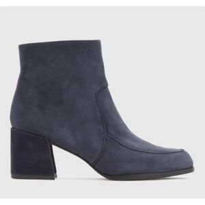 Eileen Fisher Harper‎ Suede Bootie Modern Contemporary Chic Navy Blue 9.5